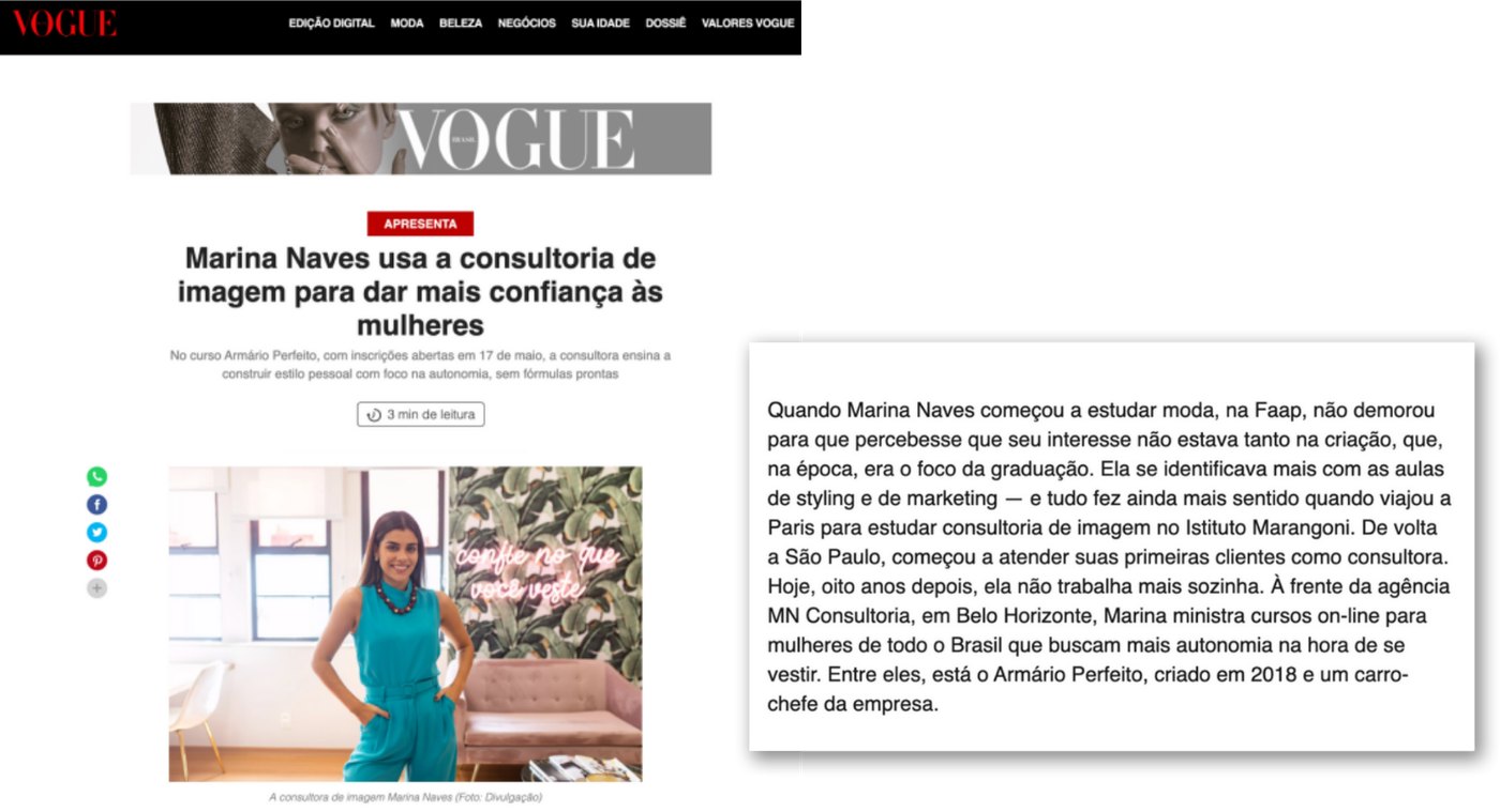 Matéria da Vogue sobre Marina Naves