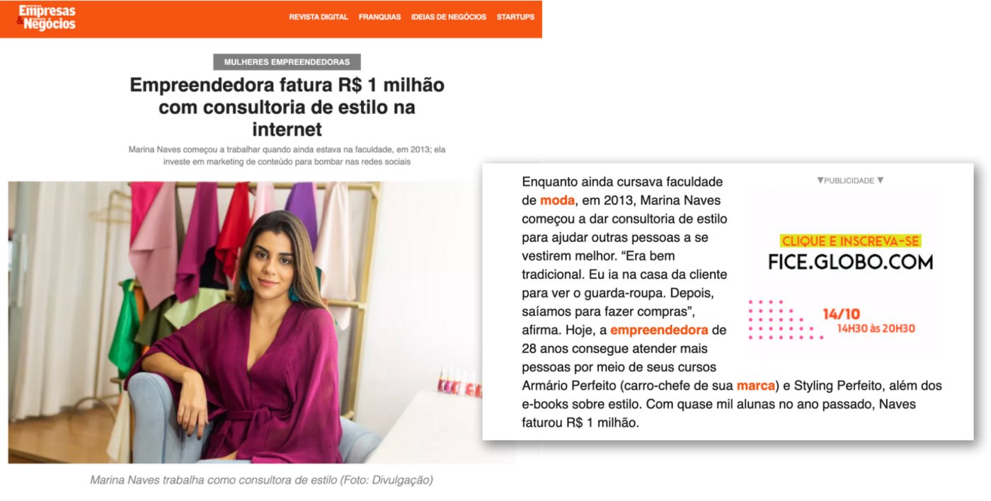 Matéria da Pequenas Empresas & Grandes Negócios sobre Marina Naves